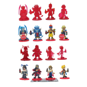 Coca-Cola Final Fantasy Volume 3: Final Fantasy X Complete Set Of 16 Chibi Figures (Painted & Crystal Versions)