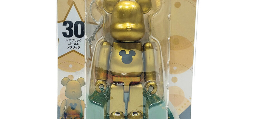 Bearbrick Happy Kuji Disney Christmas Party: Gold Mickey Mouse Logo #30